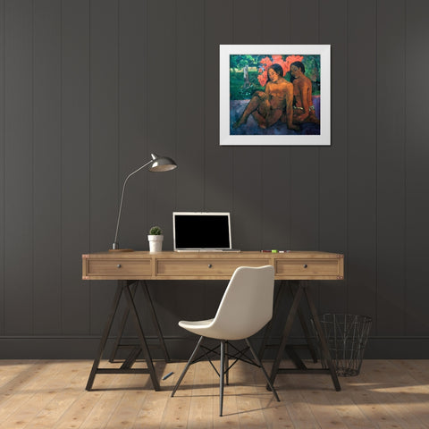 And The Gold Of Their Bodies White Modern Wood Framed Art Print by Gauguin, Paul