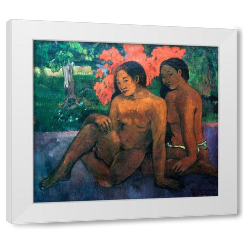 And The Gold Of Their Bodies White Modern Wood Framed Art Print by Gauguin, Paul