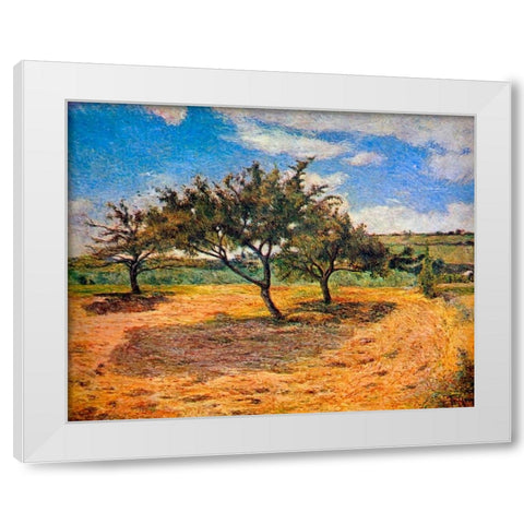 Apple Trees In Blossom White Modern Wood Framed Art Print by Gauguin, Paul