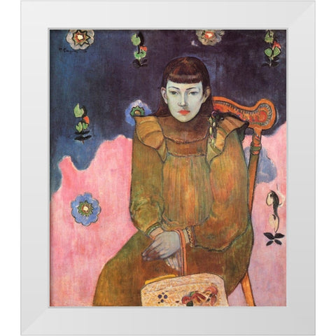 Portrait Of A Girl White Modern Wood Framed Art Print by Gauguin, Paul