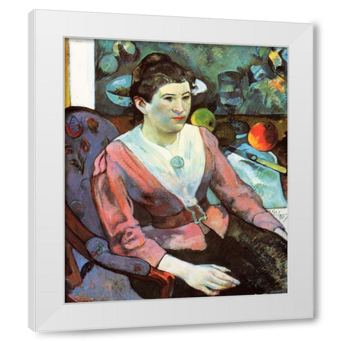 Portrait Of A Seated Woman White Modern Wood Framed Art Print by Gauguin, Paul