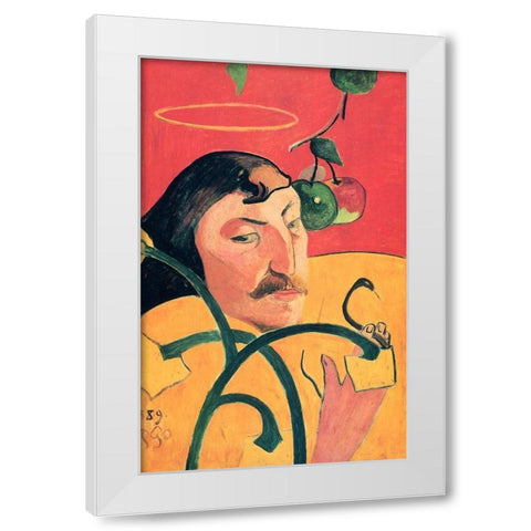 Self Portrait White Modern Wood Framed Art Print by Gauguin, Paul