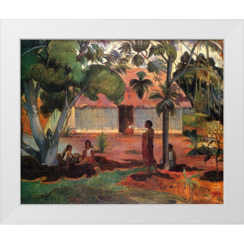 The Large Tree White Modern Wood Framed Art Print by Gauguin, Paul
