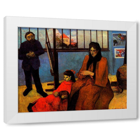 The Schuffnecker Family White Modern Wood Framed Art Print by Gauguin, Paul