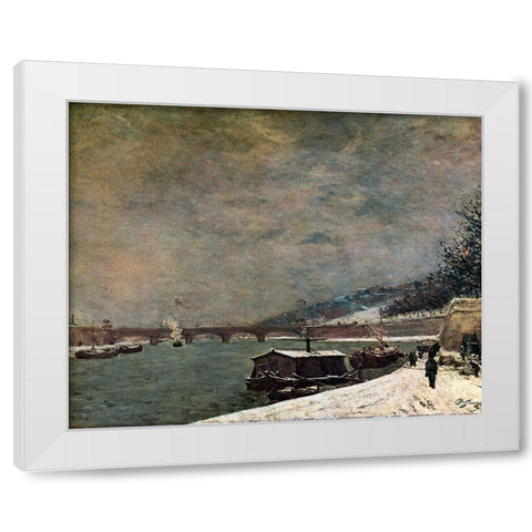 The Seine With The Pont DIena White Modern Wood Framed Art Print by Gauguin, Paul