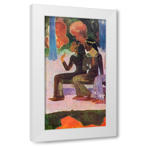 We Shall Not Go To Market Detail 2 White Modern Wood Framed Art Print by Gauguin, Paul