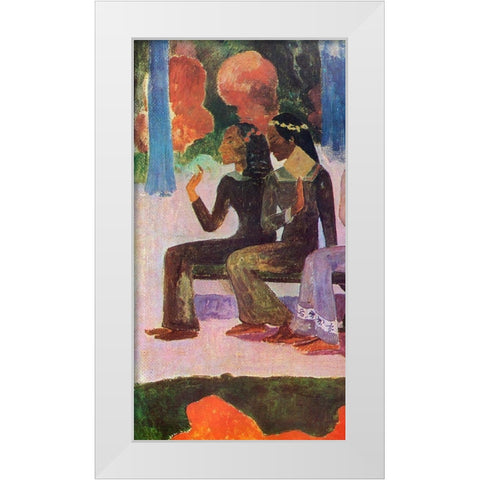 We Shall Not Go To Market Detail 2 White Modern Wood Framed Art Print by Gauguin, Paul