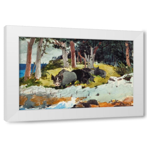 Bermuda Settlers White Modern Wood Framed Art Print by Homer, Winslow