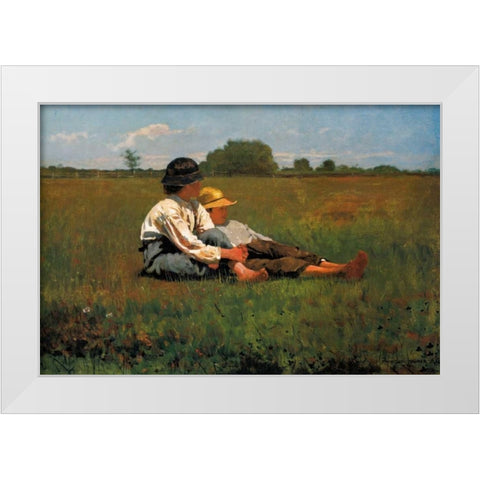 Boys In A Pasture White Modern Wood Framed Art Print by Homer, Winslow