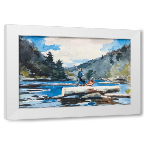 Hudson River Logging White Modern Wood Framed Art Print by Homer, Winslow