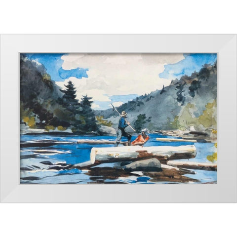 Hudson River Logging White Modern Wood Framed Art Print by Homer, Winslow