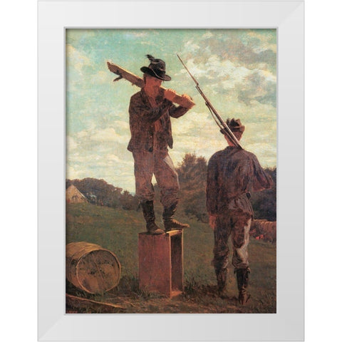 In Front Of The Guard House White Modern Wood Framed Art Print by Homer, Winslow