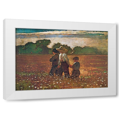 In The Mowing White Modern Wood Framed Art Print by Homer, Winslow