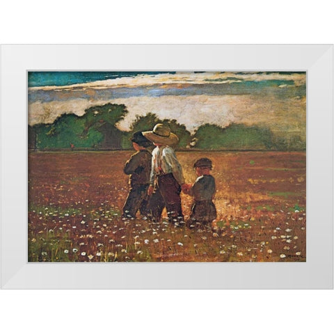 In The Mowing White Modern Wood Framed Art Print by Homer, Winslow