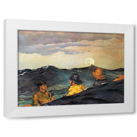 Kissing The Moon White Modern Wood Framed Art Print by Homer, Winslow