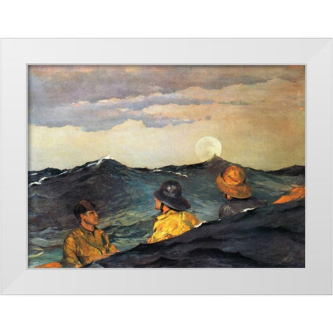 Kissing The Moon White Modern Wood Framed Art Print by Homer, Winslow