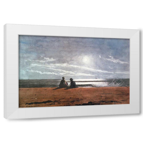 Moonlight 1874 White Modern Wood Framed Art Print by Homer, Winslow