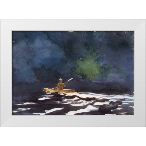 Paddling At Dusk White Modern Wood Framed Art Print by Homer, Winslow