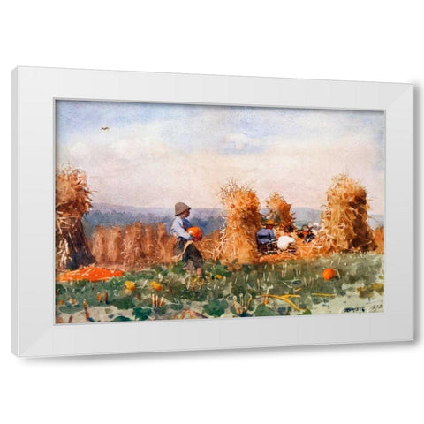 Pumpkin Patch White Modern Wood Framed Art Print by Homer, Winslow