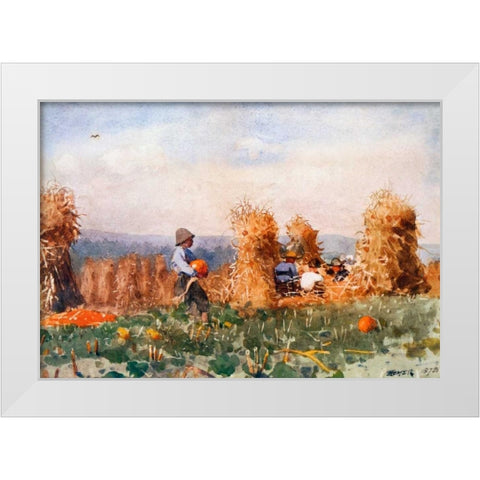 Pumpkin Patch White Modern Wood Framed Art Print by Homer, Winslow