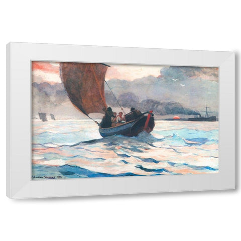 Returning Fishing Boats White Modern Wood Framed Art Print by Homer, Winslow