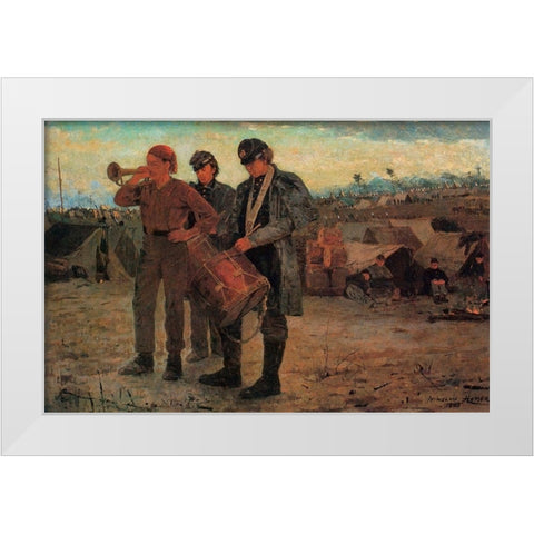 Sounding Reveille White Modern Wood Framed Art Print by Homer, Winslow