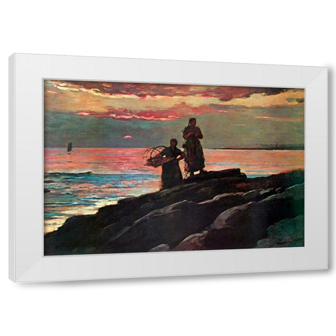 Sunset Saco Bay White Modern Wood Framed Art Print by Homer, Winslow