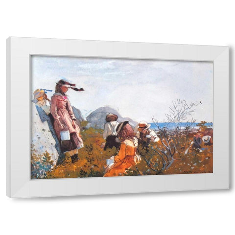 The Berry Pickers White Modern Wood Framed Art Print by Homer, Winslow