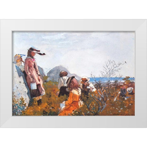 The Berry Pickers White Modern Wood Framed Art Print by Homer, Winslow