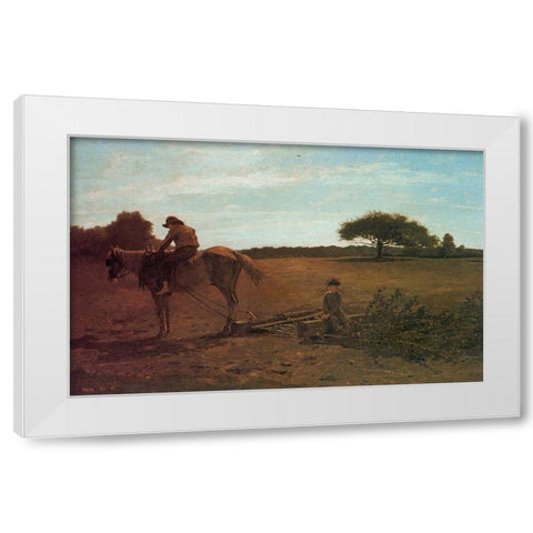 The Brush Harrow White Modern Wood Framed Art Print by Homer, Winslow
