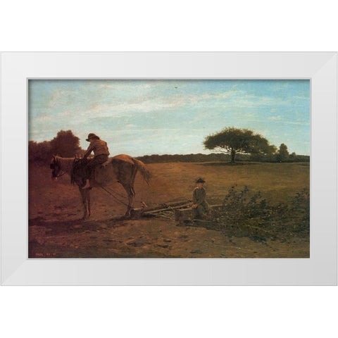 The Brush Harrow White Modern Wood Framed Art Print by Homer, Winslow
