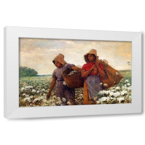 The Cotton Pickers White Modern Wood Framed Art Print by Homer, Winslow