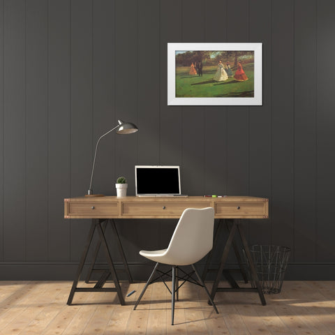 The Croquet Players White Modern Wood Framed Art Print by Homer, Winslow