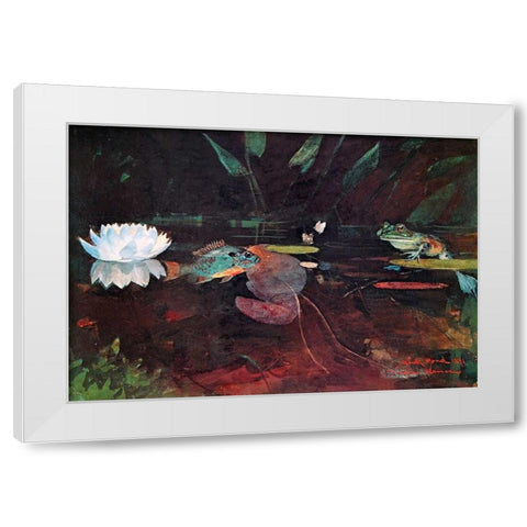 The Mink Pond White Modern Wood Framed Art Print by Homer, Winslow