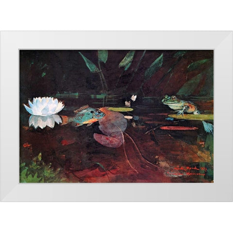 The Mink Pond White Modern Wood Framed Art Print by Homer, Winslow