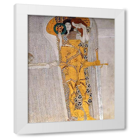 Beethoven Frieze (detail 3) White Modern Wood Framed Art Print by Klimt, Gustav