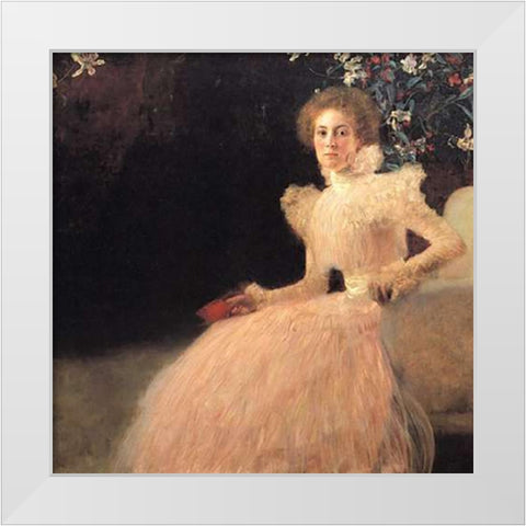 Portrait Of Sonja Knips 1898 White Modern Wood Framed Art Print by Klimt, Gustav