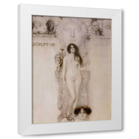 Sculpture 1896 White Modern Wood Framed Art Print by Klimt, Gustav