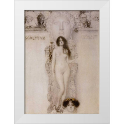Sculpture 1896 White Modern Wood Framed Art Print by Klimt, Gustav