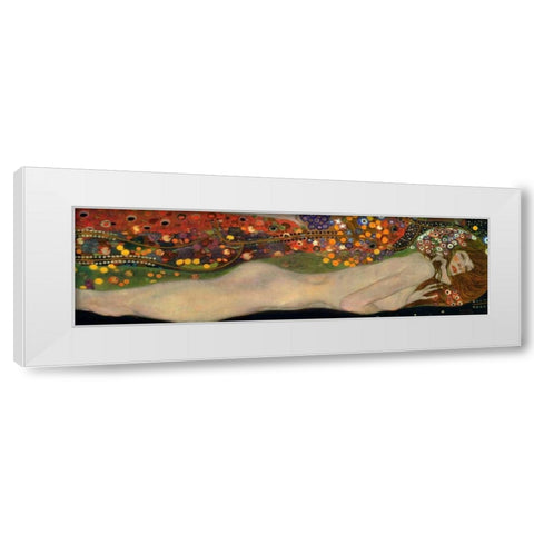 Sea Serpents III White Modern Wood Framed Art Print by Klimt, Gustav