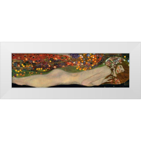 Sea Serpents III White Modern Wood Framed Art Print by Klimt, Gustav