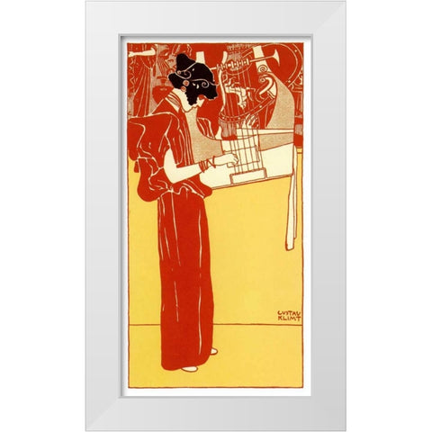 Vignette Of Music 1901 White Modern Wood Framed Art Print by Klimt, Gustav