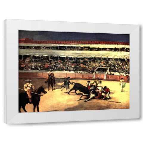 Bullfighters White Modern Wood Framed Art Print by Manet, Edouard