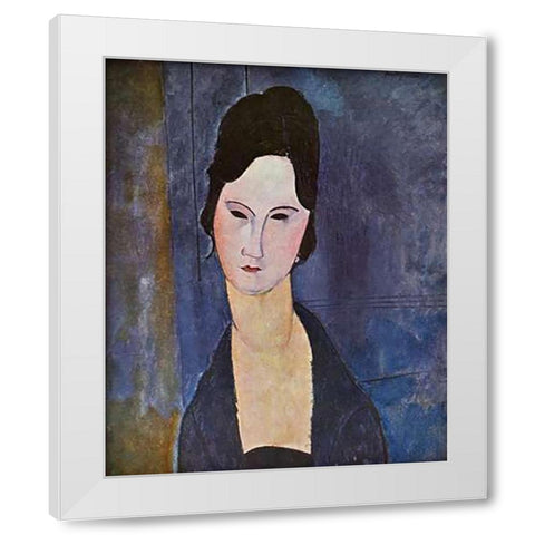 Portrait Of A Woman White Modern Wood Framed Art Print by Modigliani, Amedeo