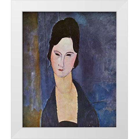 Portrait Of A Woman White Modern Wood Framed Art Print by Modigliani, Amedeo