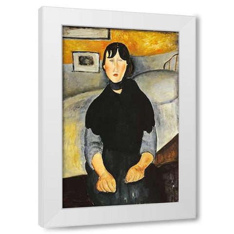 Young Woman Of The People White Modern Wood Framed Art Print by Modigliani, Amedeo