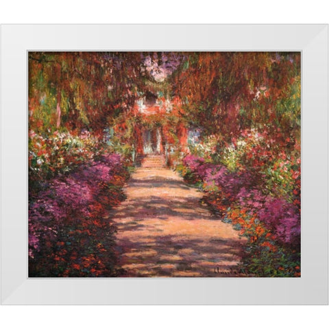 A Lane In Monets Garden Giverny II White Modern Wood Framed Art Print by Monet, Claude