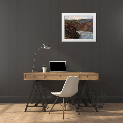 Au Confluent Des Deux Creuse White Modern Wood Framed Art Print by Monet, Claude