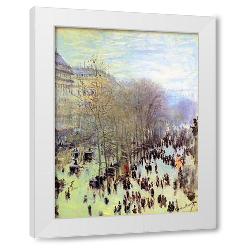 Boulevard des Capucines, 1873 White Modern Wood Framed Art Print by Monet, Claude