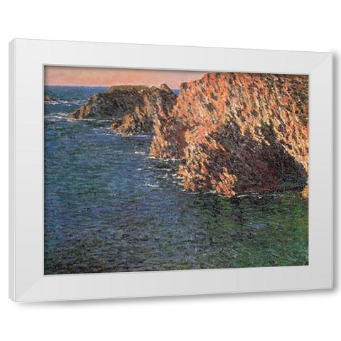 Cave At Port-Domois 1886 White Modern Wood Framed Art Print by Monet, Claude